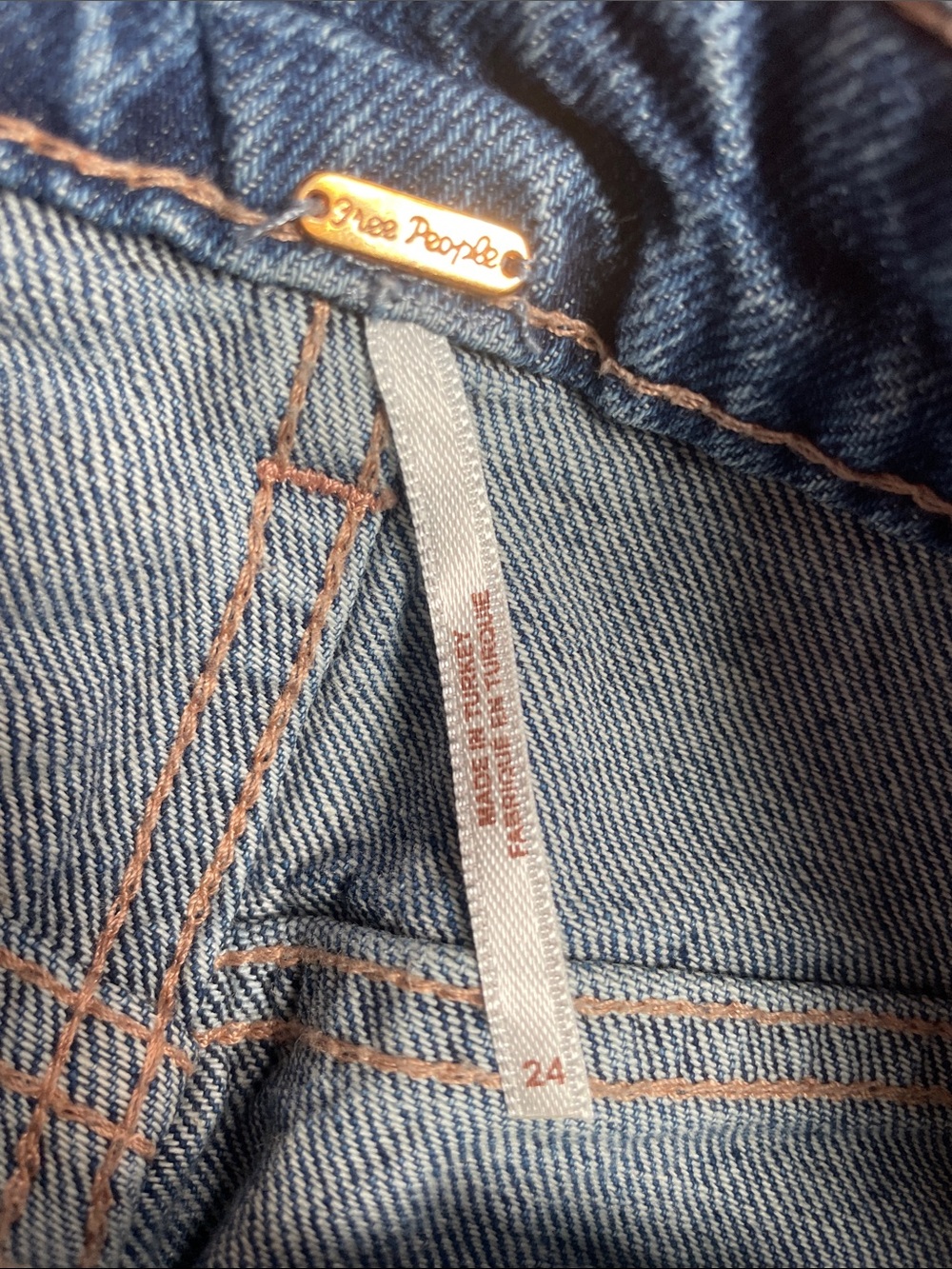 Free People Vintage Wash Denim Button-Front Mini Skirt - Blue - Picture 3 of 3